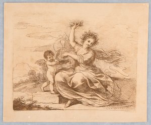Flora, med en Amor av Francesco Bartolozzi