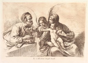 Helig familj med en ängel som ger frukt åt Kristusbarnet: Raccolta di alcuni disegni..., 1764. av Francesco Bartolozzi