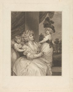 Jane, grevinna av Harrington, med sina barn, Lord Petersham och den ärade Lincoln Stanhope av Francesco Bartolozzi
