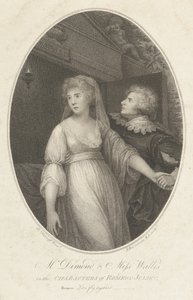 Mr. Dimond och Miss Wallis i The Characters of Romeo and Juliet, 1 maj 1796. av Francesco Bartolozzi