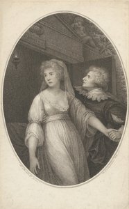 Mr. Dimond och Miss Wallis i The Characters of Romeo and Juliet, 1 maj 1796. av Francesco Bartolozzi