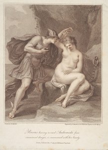 Perseus, som har räddat Andromeda ur överhängande fara, förälskar sig i hennes skönhet av Francesco Bartolozzi