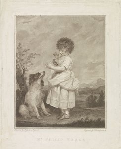 Porträtt av Philip Yorke med hund och fågel av Francesco Bartolozzi