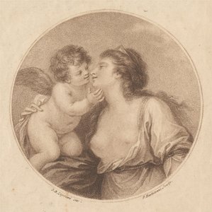 Sapfo omfamnar Kärleken av Francesco Bartolozzi
