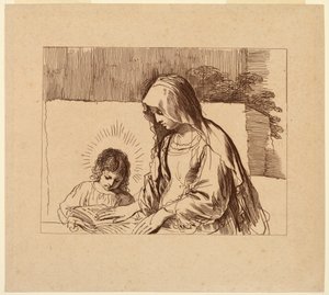 Jungfrun som undervisar Jesusbarnet av Francesco Bartolozzi
