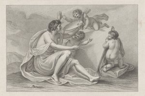 Titeltryck med personifiering av målning Ciprianis principer för ritning (serietitel) Ciprianis rudiments of drawing (serietitel) av Francesco Bartolozzi