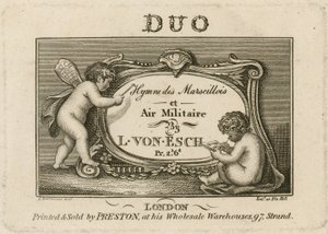 Titelskylt för Hymn des Marscillois och Air Militaire av Francesco Bartolozzi