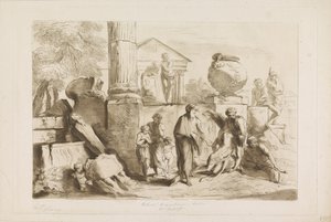 Tobit och begravningen av de döda Gamla och Nya Testamentet till Castiglione (serietitel) av Francesco Bartolozzi