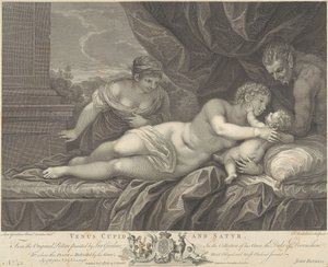 Venus, Amor och satyr av Francesco Bartolozzi