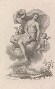 Venus med tre amoriner på himlen av Francesco Bartolozzi