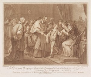 Weduwe van Edward IV står sin zoon på två aartsbisschoppen Äkedrottningen av Edvard den 4:e avsked med hertigen av York till de två ärkebiskoparna, på order av Richard den III (titel på objektet) av Francesco Bartolozzi