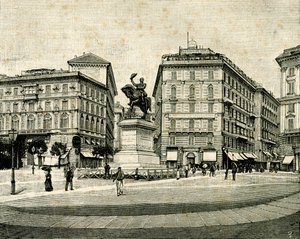 Monument till Victor Emmanuel II (1820-1878), av Francesco Barzaghi (1839-1892), Piazza Corvetto, Genua, Ligurien, Italien av Francesco Barzaghi