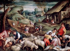 Sommar. Fårklippning, c1570-c1580