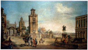 Utsikt över en stad, 1700-talet.