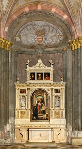 Norra tvärskeppet, St. Nicholas altare, Amigone och Friar Mabila 1495, Madonna Enthroned and Child St. Anne St. Nicholas of Tolentino och Hieronymus, Francesco Casella av Francesco Casella