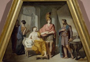 Alexander överlåter sin älskarinna Campaspe till Apelles, av Francesco Coghetti (1804-1875), olja på duk