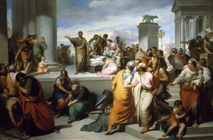 Brutus visar Lucretias kropp för folk i Rom, av Francesco Coghetti (1804-1875)