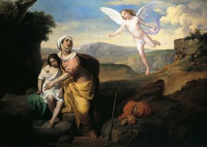 Hagar och Ismael besöks av ängel, cirka 1846, av Francesco Coghetti (1804-1875), olja på duk, 96x132 cm