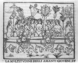 Gravyr i "Hypnerotomachia Polyphili" (Poliphilas dröm) av dominikanermunken Francesco Colonna, Venedig. av Francesco Colonna