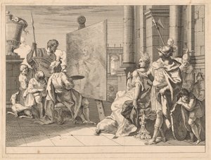 Alexander den store och Campaspe i Apelles studio av Francesco Fontebasso