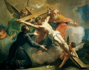 Korsfästelse med Gud Fadern och den helige Ignatius av Loyola, av Francesco Fontebasso (1709-1769).
