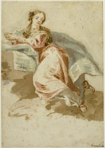 Draperad kvinnlig figur vid bön av Francesco Fontebasso