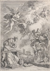 Påven Saint Gregory I befriar själarna från skärselden med sina böner, 1731.