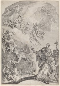Saint Gregoire I levererar själar från skärselden av Francesco Fontebasso after Sebastiano Ricci