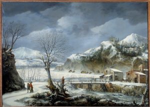 Vinterlandskapsmålning av Francesco Foschi (död 1805) 1700-talets Lille, Museum of Fine Arts