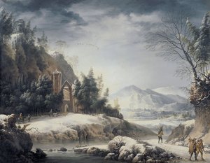 Vinterlandskap med figurer