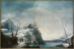 Vinterlandskap med resenärer