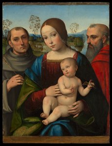 Madonnan med barnet och helgonen Franciskus och Hieronymus av Francesco Francia