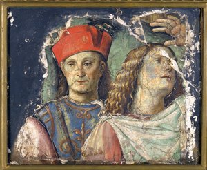 Två manliga huvuden par Frankrike, Francesco (1450-1517). Färsk, c. 1500, National Picture Gallery of Bologna