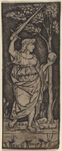 Allegorisk figur: Kvinna med svärd och sfär av Francesco Francia or Peregrino da Cesena