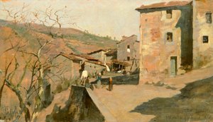 Montagnana av Francesco Gioli (1846-1922), olja på panel