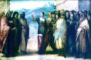 Tvisten mellan den heliga Katarina av Alexandria (panel) av Francesco Granacci