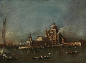 Utsikt över Santa Maria della Salute och Dogana av Francesco Guardi