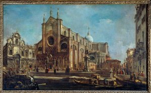 Campo för kyrkan Giovanni och Paolo med Scuola di San Marco i Venedig omkring 1766-1770. Målning av Francesco Guardi av Francesco Guardi