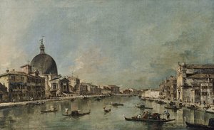 Canal Grande med San Simeone Piccolo och Santa Lucía av Francesco Guardi
