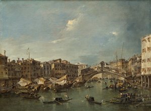 Canal Grande med Rialtobron, Venedig, förmodligen ca. 1780. av Francesco Guardi