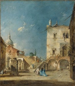 Imaginary view of a venetian square or Campo, c.1780 av Francesco Guardi