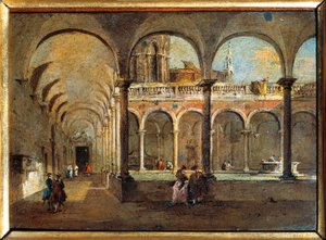Italien, Venedig, Brödernas kloster (målning) av Francesco Guardi