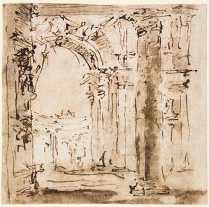 Ett par teckningar: Skiss av labyrinten av Villa Pisani och Piazza San Marco..., 1773-1778. av Francesco Guardi