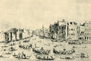 Regatta på Canal Grande, Venedig, mitten av slutet av 1700-talet, 1943. av Francesco Guardi