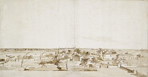 Utsikt över trädgården i Villa Loredan (penna och brunt bläck med brun tvätt på vitt papper) av Francesco Guardi