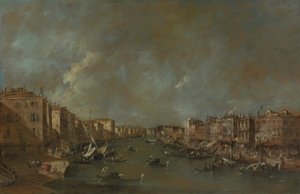 Utsikt över Canal Grande från Ponte di Rialto av Francesco Guardi