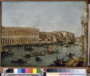 Utsikt över Canal Grande med Fabbriche Nuove di Rialto, 1756-60 av Francesco Guardi