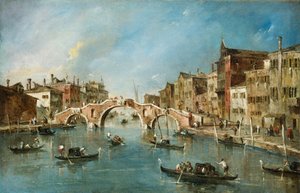 Utsikt över Cannaregiokanalen, Venedig av Francesco Guardi