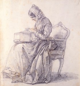 Porträtt av hans fru, av Francesco Hayez (1791-1882), teckning av Francesco Hayez