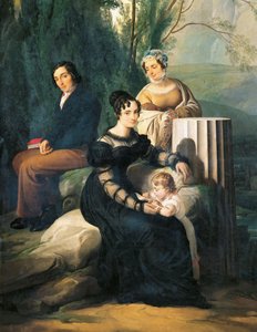 Porträtt av familjen Borri Stampa, 1822. av Francesco Hayez